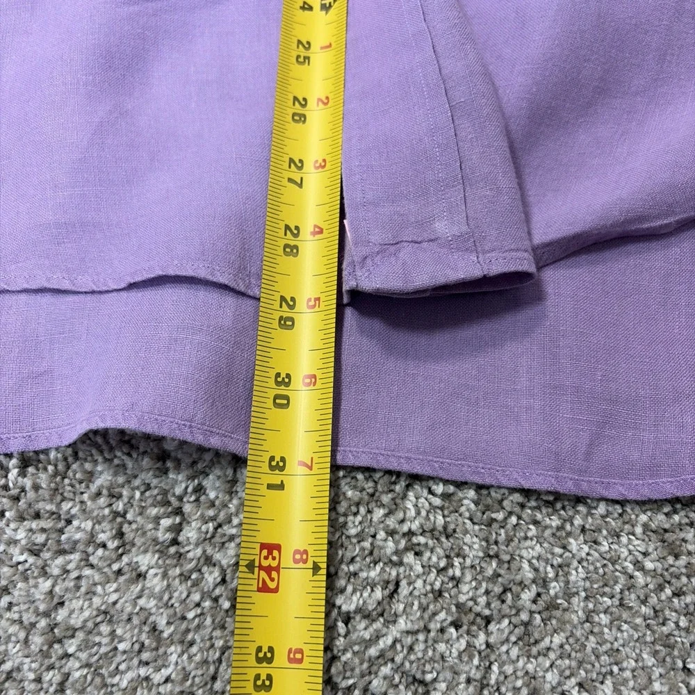 Polo Ralph Lauren Linen Shirt Men's L Classic Fit PURPLE Button Up Short Sleeve